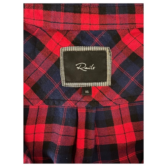Rails Red & Navy Plaid Checker Flannel Button Down Long Sleeve Shirt Size XSmall - Picture 6 of 6